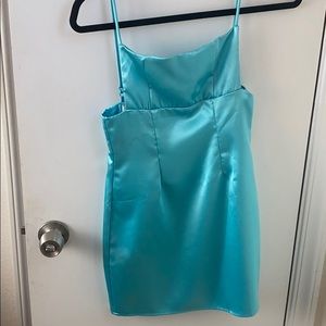 Turquoise Satin Mini Dress